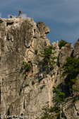 04G -20  NINE CLIMBERS ON THE FACE AND TOP OF SENECA ROCKS, WV © KENT MASON